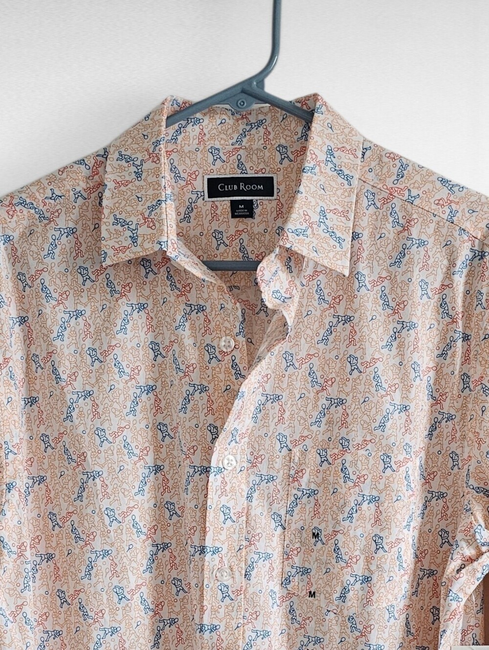 Club Room White Tennis Player Button Down Shirt Size Medium